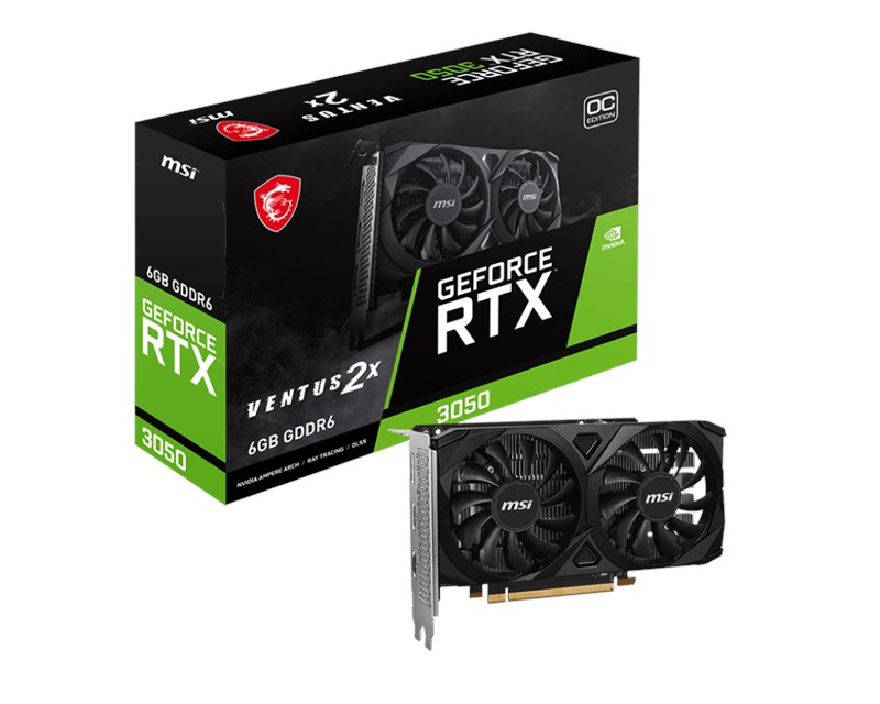 MSI GeForce RTX 3050 Ventus 2X XS 8G OC GDDR6 128B [RTX 3050 VENTUS 2X XS 8G]