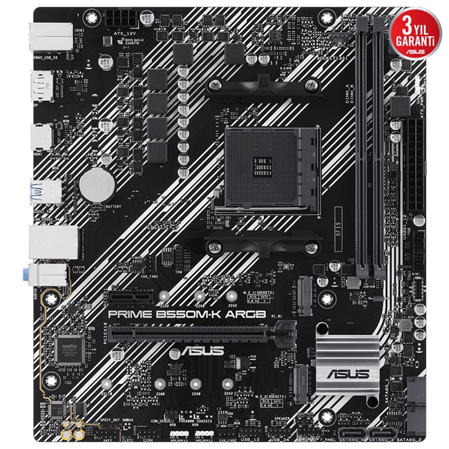 Asus Prime B550M-K ARGB AM4 Ryzen DDR4 Hdmi Dp [90MB1GC0-M0E görsel 2