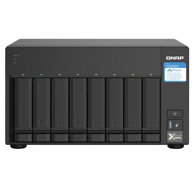 QNAP TS-832PX-4G 8 YUVALI 4GB NAS DEPOLAMA ÜNİTESİ (Resmi Distribütör Garantili)