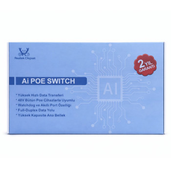EZCOOL EZ-08PSF 8 PORT 8xFE+2xGE 120W GİGABİT POE SWİTCH görsel 3