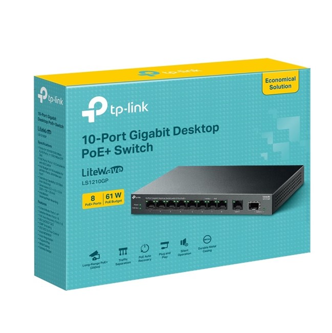 TP-Link LS1210GP 8 Port PoE+ + 10 Port Gigabit Switch görsel 3
