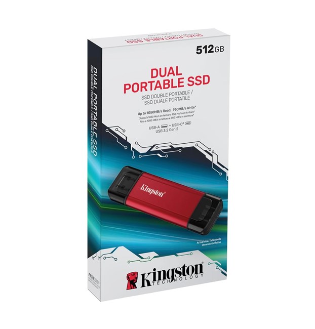 Kingston 512GB USB-A &amp; USB-C Taşınabilir SSD [SPSD/5 görsel 3