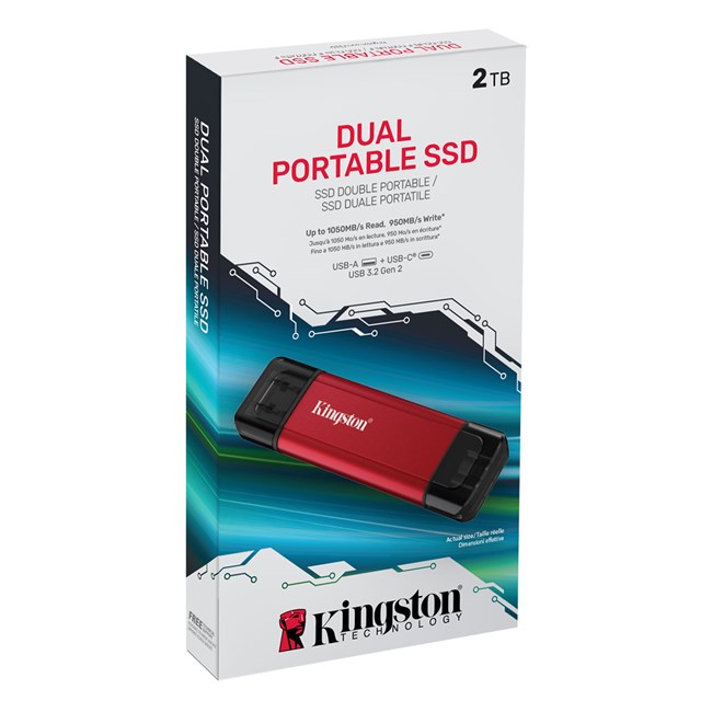 Kingston 2TB USB-A &amp; USB-C Taşınabilir SSD [SPSD/2TB görsel 3
