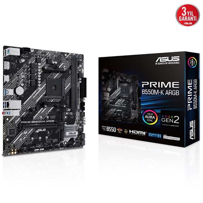 Asus Prime B550M-K ARGB AM4 Ryzen DDR4 Hdmi Dp [90MB1GC0-M0EAY0]